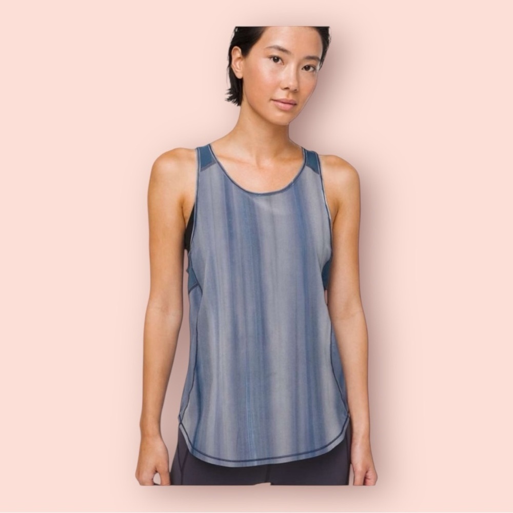 Lululemon Sculpt Tank Brushed Spray Dye White Code‎ Blue size 6